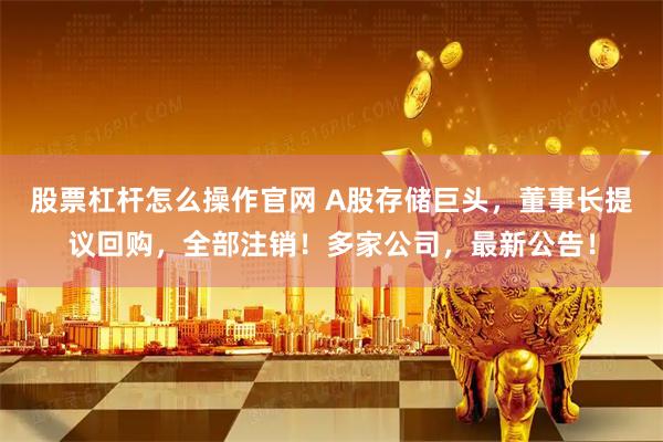 股票杠杆怎么操作官网 A股存储巨头，董事长提议回购，全部注销！多家公司，最新公告！